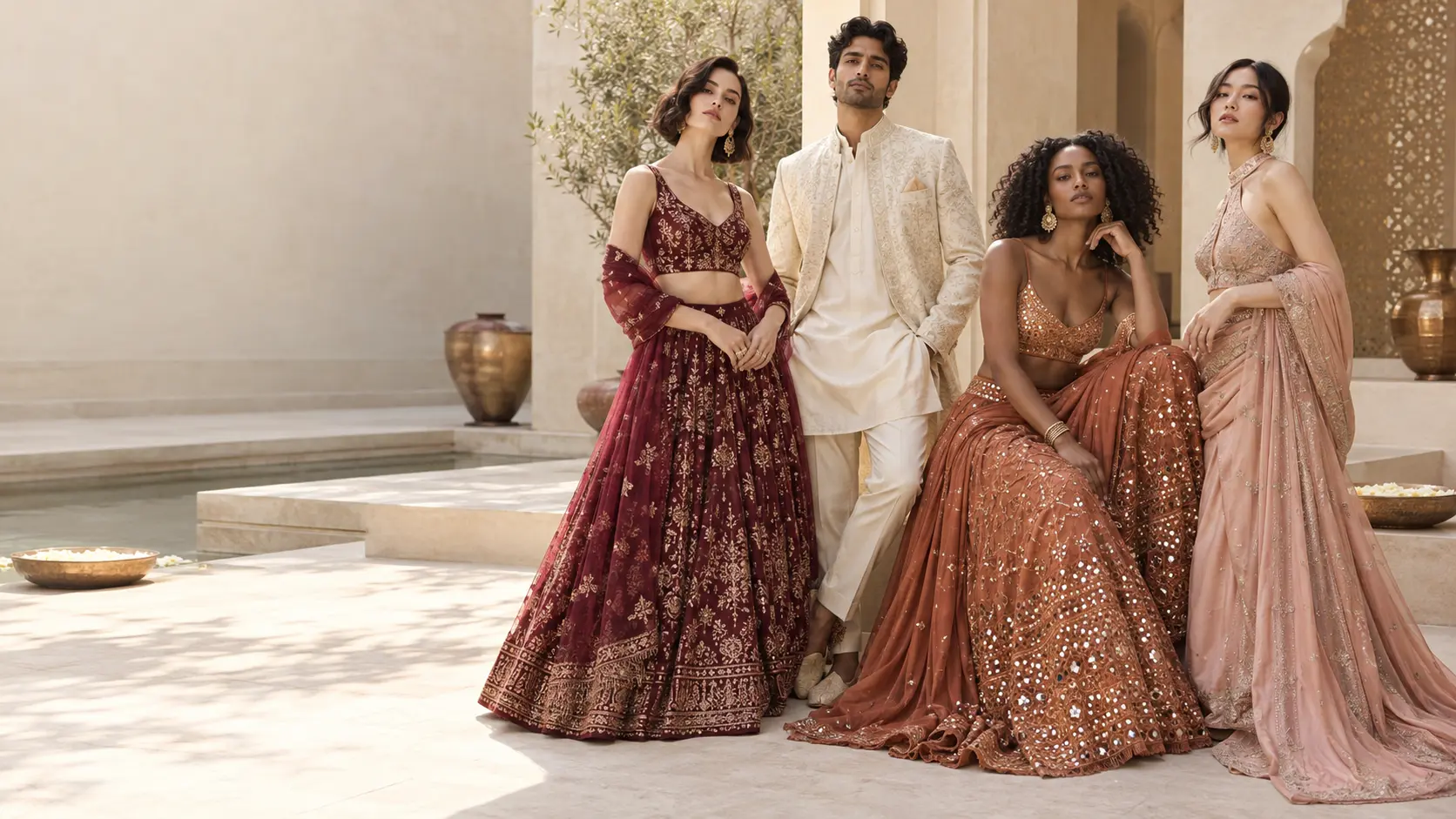 Illustrative Indian festive fashion concepts for Diwali