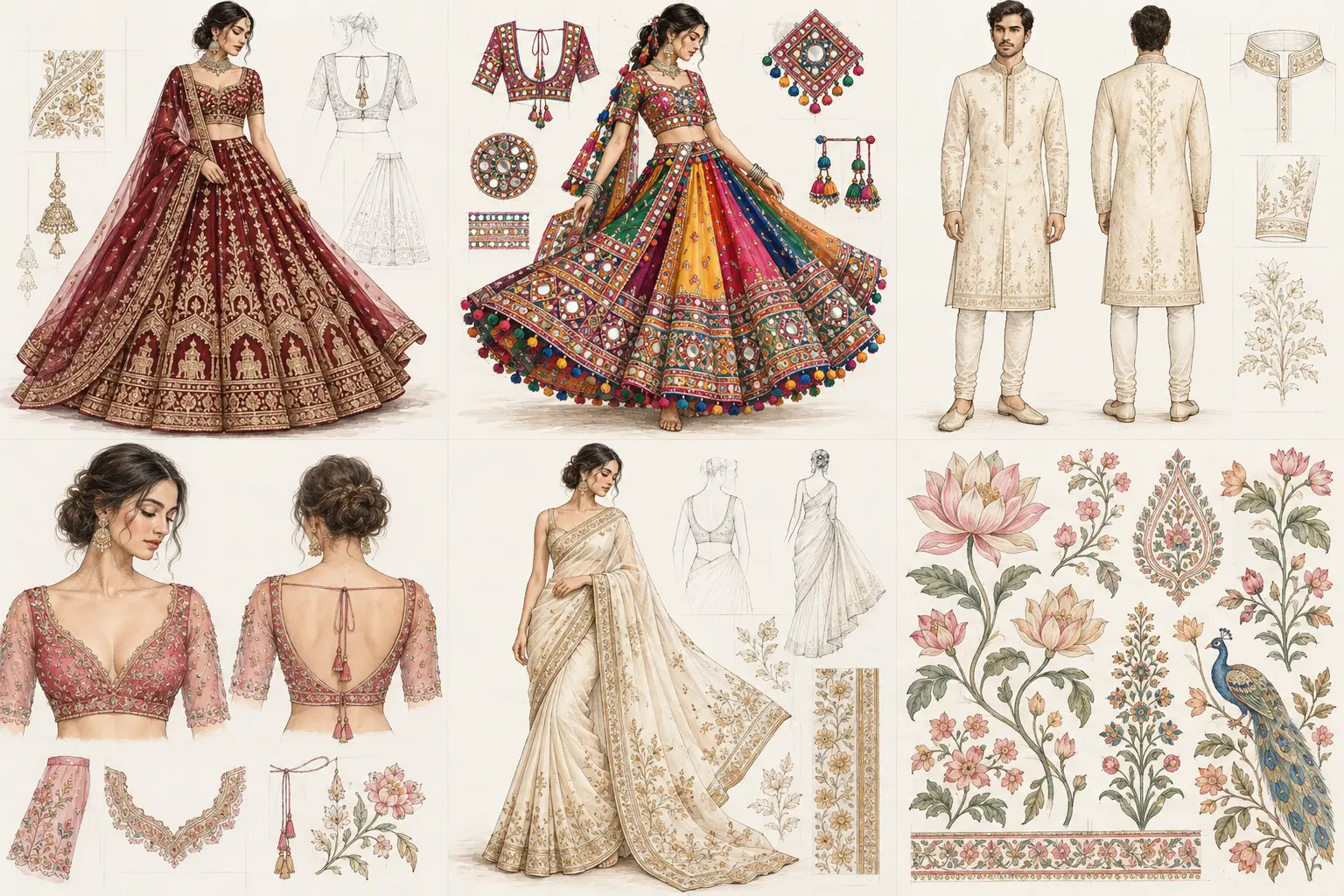 Fashion sketch illustration ideas for Halloween costumes